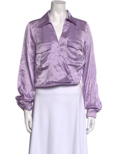 Pre-owned Nicholas Silk V-neck Crop Top In Purple