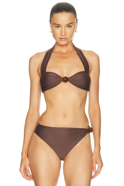 Nicholas Sirena Halter Bikini Top In Brown
