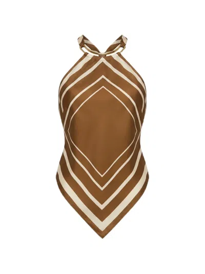 Nicholas Skye Halterneck Top In Brown