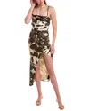 Nicholas Skyler Draped Silk Midi Dress In Brown