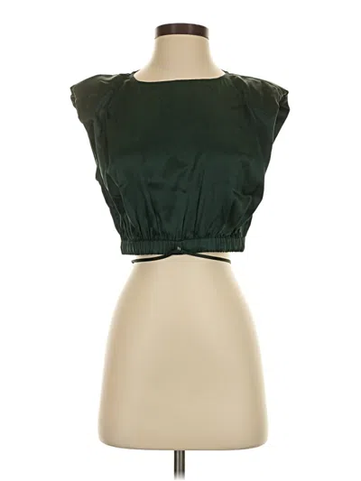 Pre-owned Nicholas Sleeveless Silk Top Green Strapless Neckline Tops