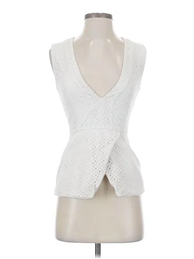 Pre-owned Nicholas Sleeveless Top White Plunge Neckline Tops