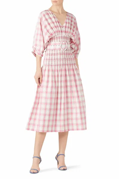 Nicholas Smocked Panel Dress In Pink In Multi