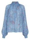 Nicholas Solene Floral-print High-neck Top In Blue