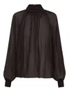 Nicholas Solene High-neck Balloon-sleeve Top In Brown