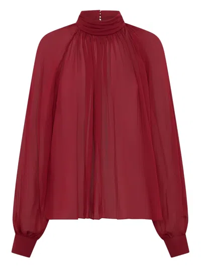 Nicholas Solene High-neck Long-sleeves Top In Red
