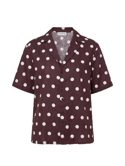 Nicholas Sonora Shirt Espresso Ivory Polka-dot In Brown