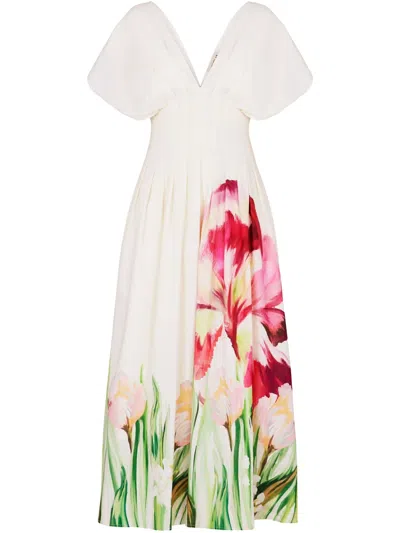 Nicholas Sonya Midi Dress In White