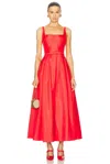 Nicholas Sorelle Sleeveless Hourglass Midi Dress With Belt In Scarlet
