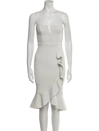 Pre-owned Nicholas Square Neckline Knee-length Dress In White