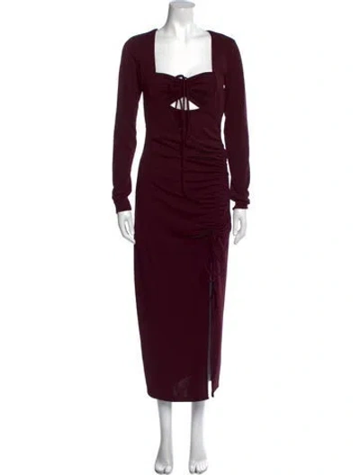 Pre-owned Nicholas Square Neckline Long Dress In Burgundy