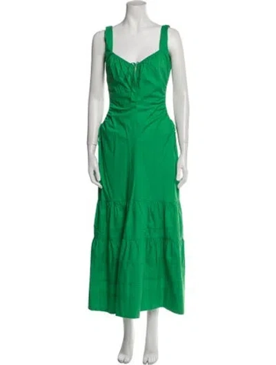 Pre-owned Nicholas Square Neckline Long Dress In Green