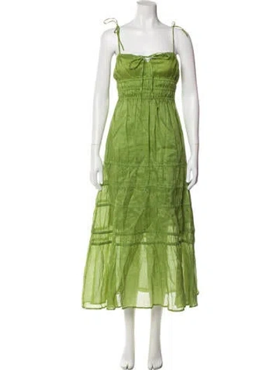 Pre-owned Nicholas Square Neckline Long Dress In Green