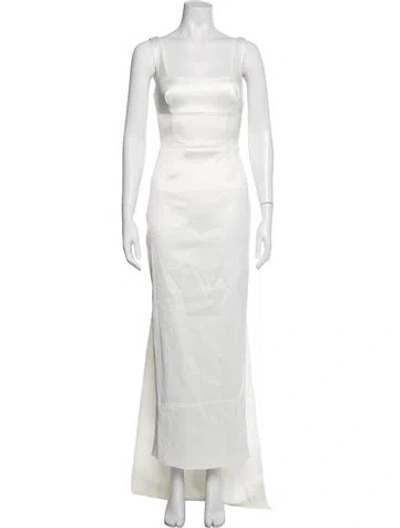 Pre-owned Nicholas Square Neckline Long Dress In Neutrals
