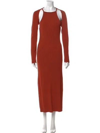 Pre-owned Nicholas Square Neckline Long Dress In Orange