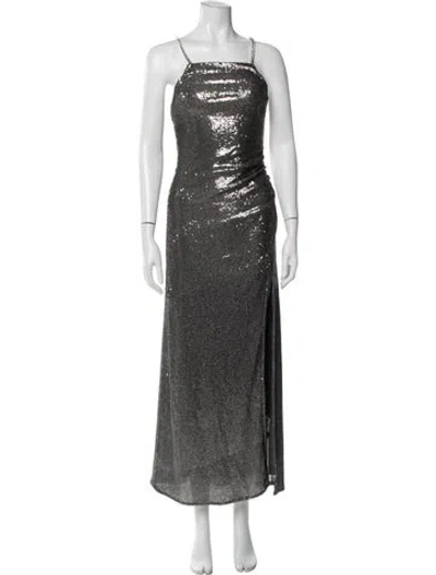 Pre-owned Nicholas Square Neckline Long Dress In Silver