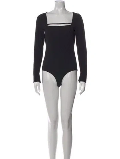 Pre-owned Nicholas Square Neckline Long Sleeve Bodysuit In Black