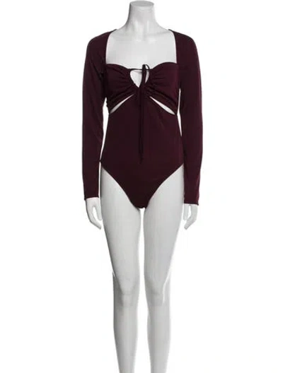 Pre-owned Nicholas Square Neckline Long Sleeve Bodysuit In Multi