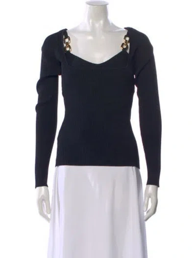 Pre-owned Nicholas Square Neckline Long Sleeve Top In Black