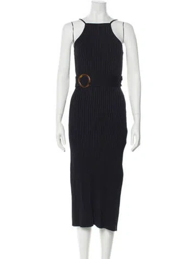 Pre-owned Nicholas Square Neckline Midi Length Dress In Black