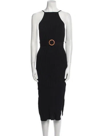 Pre-owned Nicholas Square Neckline Midi Length Dress In Black