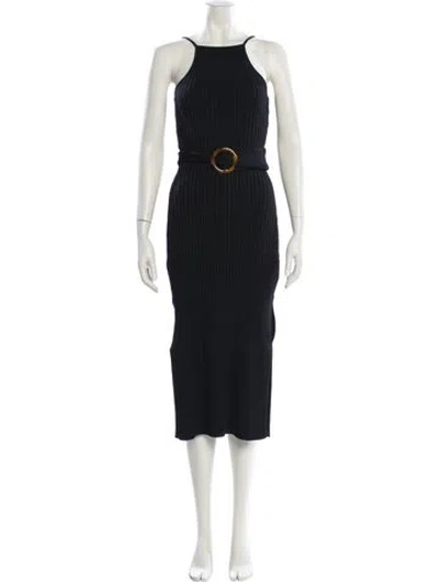Pre-owned Nicholas Square Neckline Midi Length Dress In Black