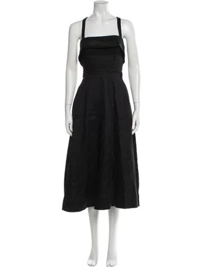 Pre-owned Nicholas Square Neckline Midi Length Dress In Black