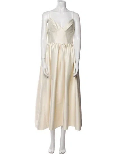 Pre-owned Nicholas Square Neckline Midi Length Dress In Neutral