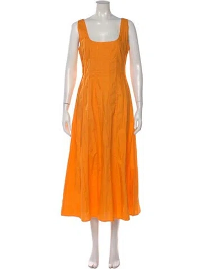 Pre-owned Nicholas Square Neckline Midi Length Dress In Orange