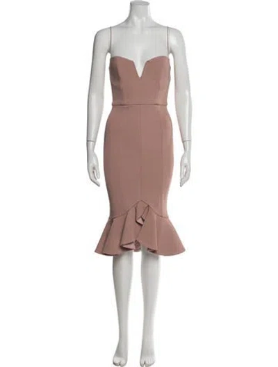 Pre-owned Nicholas Square Neckline Midi Length Dress In Pink