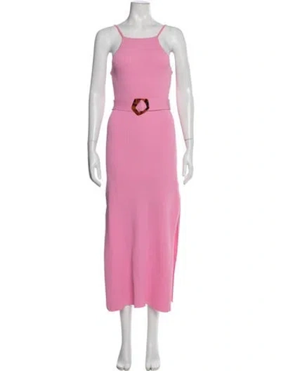 Pre-owned Nicholas Square Neckline Midi Length Dress In Pink