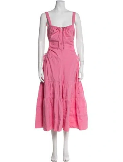 Pre-owned Nicholas Square Neckline Midi Length Dress In Pink