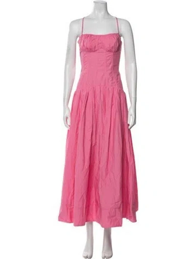 Pre-owned Nicholas Square Neckline Midi Length Dress In Pink