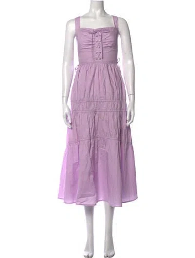 Pre-owned Nicholas Square Neckline Midi Length Dress In Purple