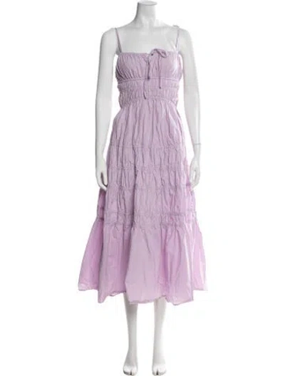 Pre-owned Nicholas Square Neckline Midi Length Dress In Purple