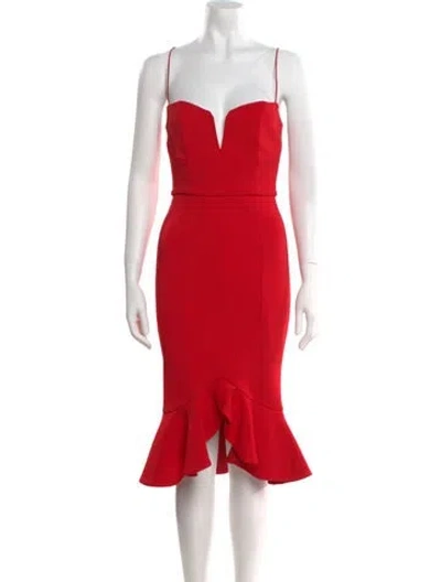 Pre-owned Nicholas Square Neckline Midi Length Dress In Red