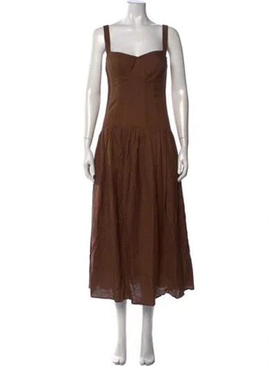 Pre-owned Nicholas Square Neckline Midi Length Dress W/ Tags In Neutral