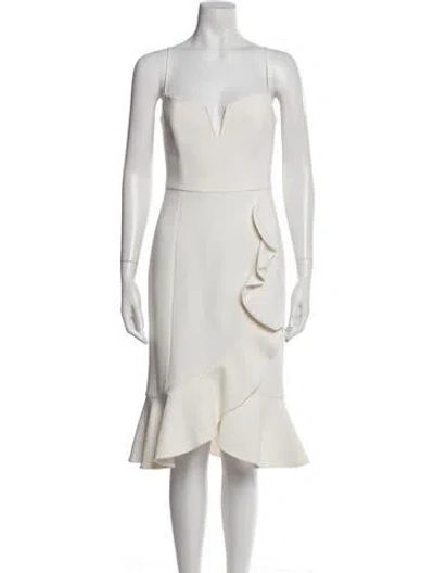 Pre-owned Nicholas Square Neckline Midi Length Dress In White