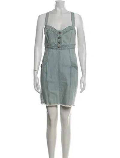 Pre-owned Nicholas Square Neckline Mini Dress In Blue