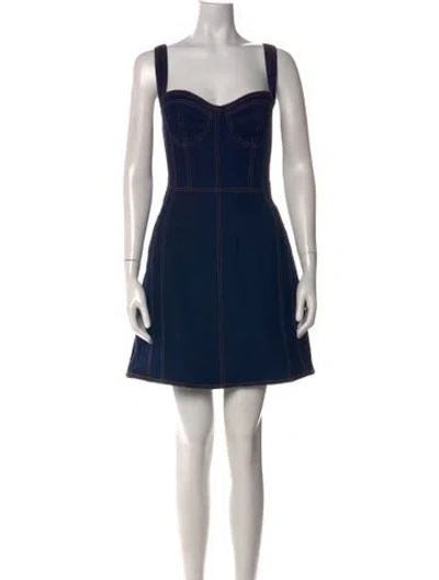 Pre-owned Nicholas Square Neckline Mini Dress In Blue