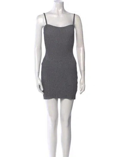 Pre-owned Nicholas Square Neckline Mini Dress In Gray