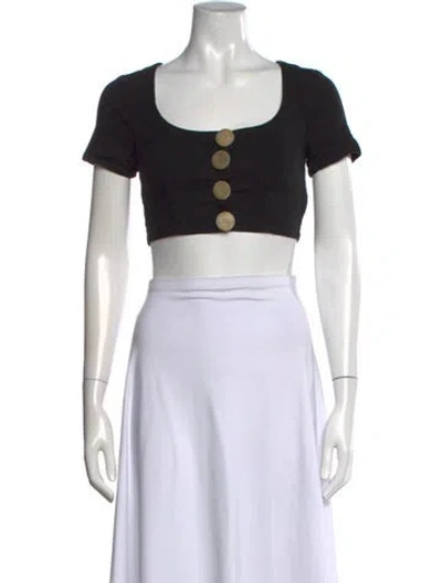 Pre-owned Nicholas Square Neckline Short Sleeve Crop Top In Black