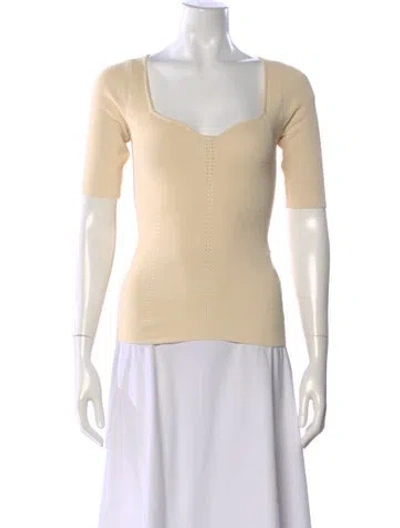 Pre-owned Nicholas Square Neckline Short Sleeve Top W/ Tags In Neutral