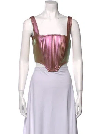 Pre-owned Nicholas Square Neckline Sleeveless Crop Top W/ Tags In Silver