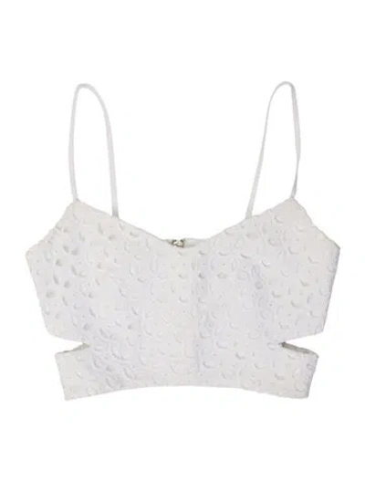 Pre-owned Nicholas Square Neckline Sleeveless Crop Top In White