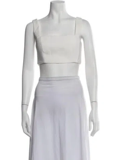Pre-owned Nicholas Square Neckline Sleeveless Crop Top In White