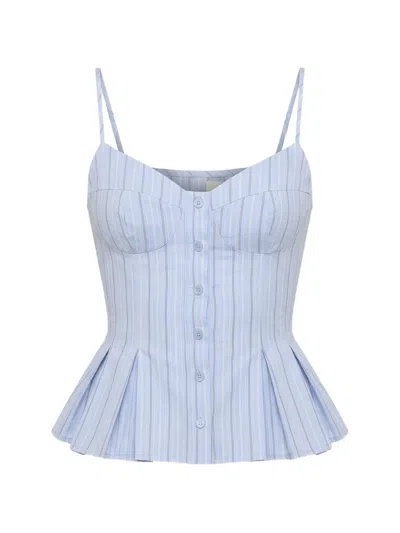 Nicholas Staci Spaghetti-strap Peplum Top In Blue