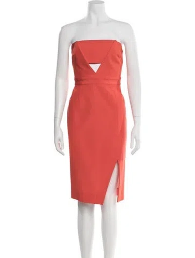 Pre-owned Nicholas Strapless Knee-length Dress In Orange