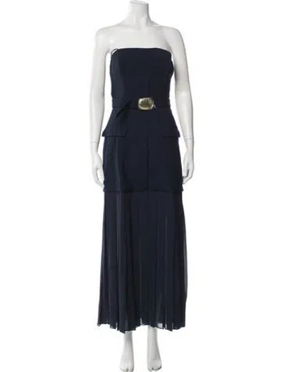 Pre-owned Nicholas Strapless Long Dress In Blue