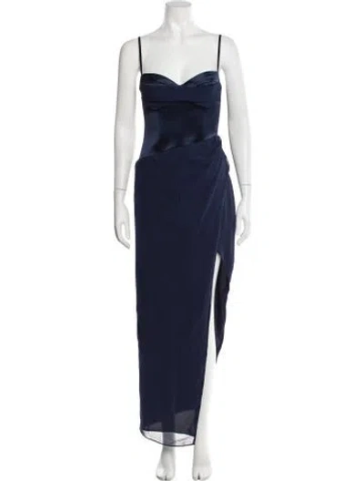 Pre-owned Nicholas Strapless Long Dress In Blue